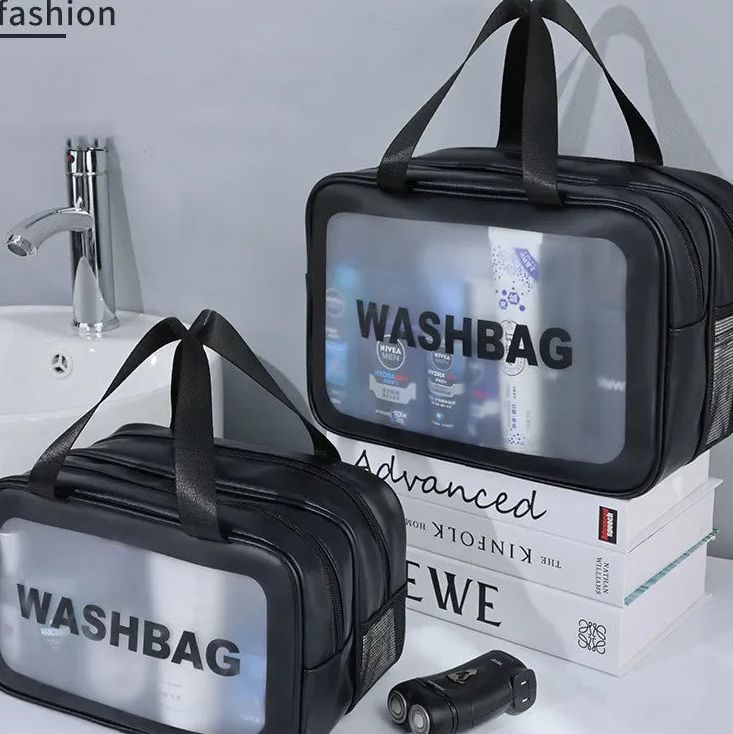 Bolso transparente con compartimentos para higiene personal
