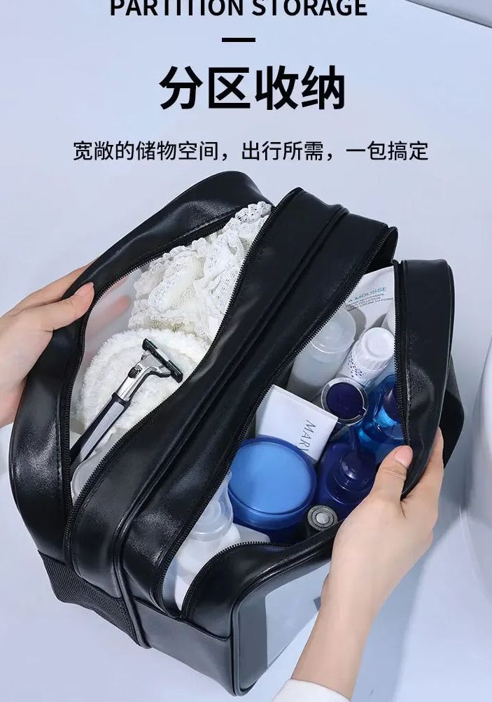 Bolso transparente con compartimentos para higiene personal