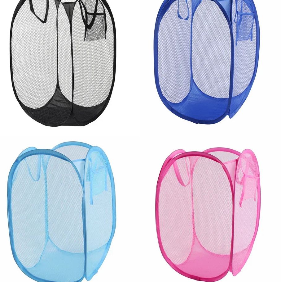 Cesto compacto de malla para ropa y juguetes