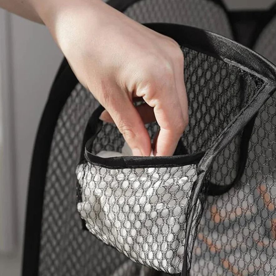 Cesto compacto de malla para ropa y juguetes