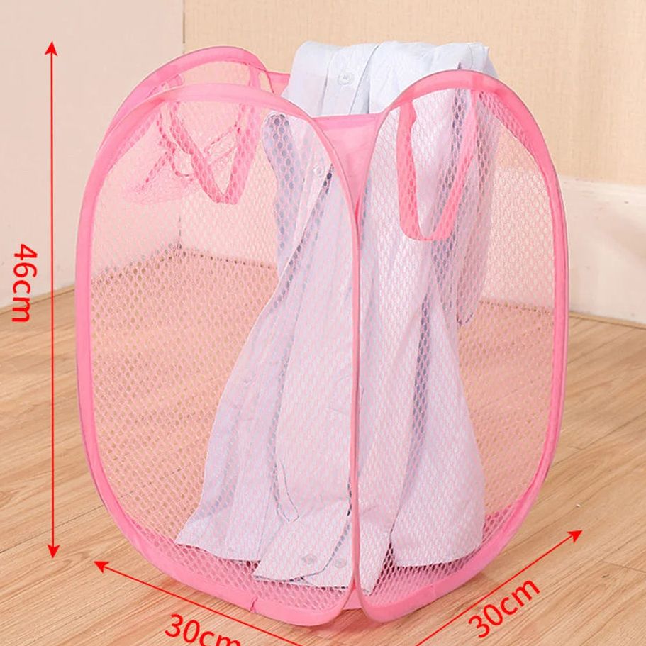 Cesto compacto de malla para ropa y juguetes