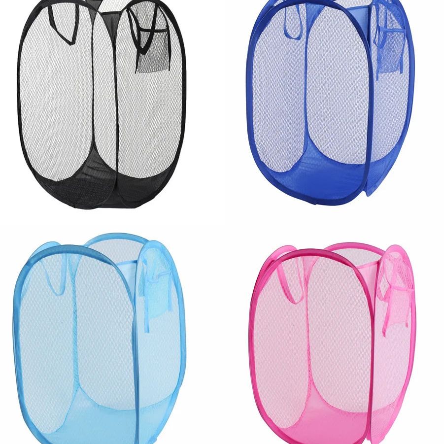 Cesto compacto de malla para ropa y juguetes