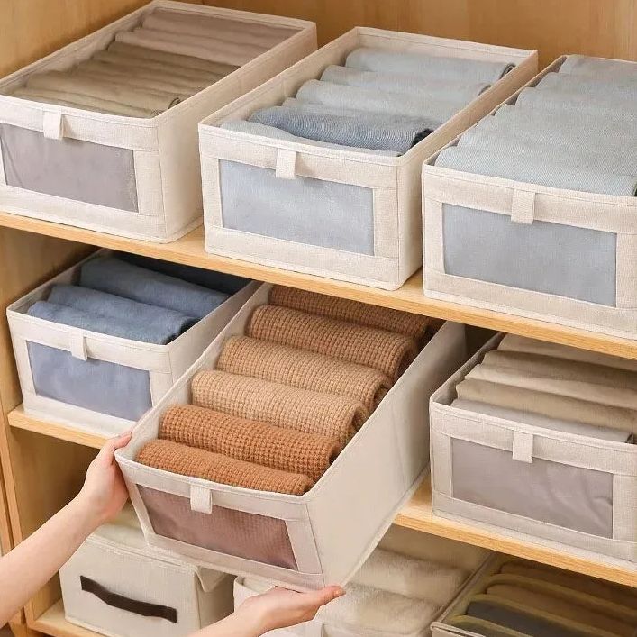 Contenedor de tela plegable para pantalones