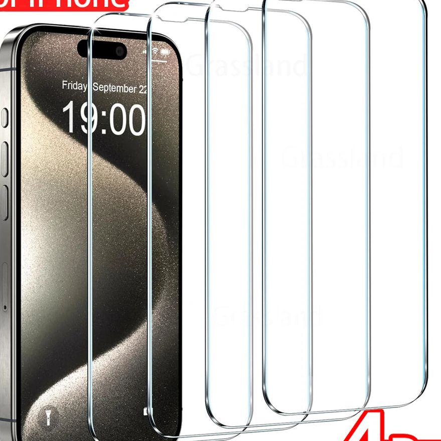 Cuatro protectores frontales de vidrio templado para celular
