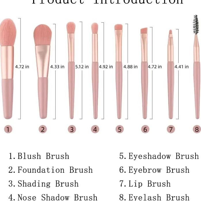 Ocho brochas pequeñas para maquillaje y retoques