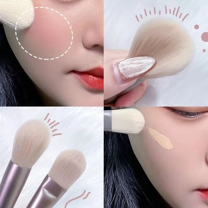 Ocho brochas pequeñas para maquillaje y retoques