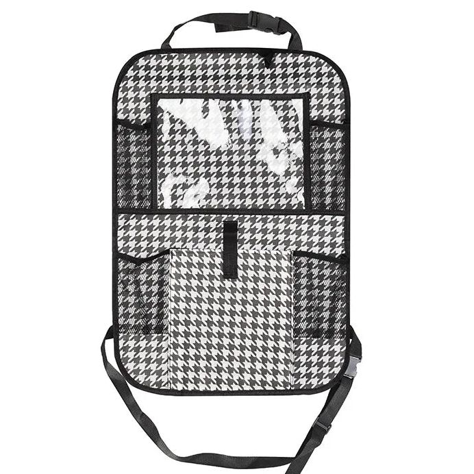 Organizador trasero de auto con bolsillo transparente