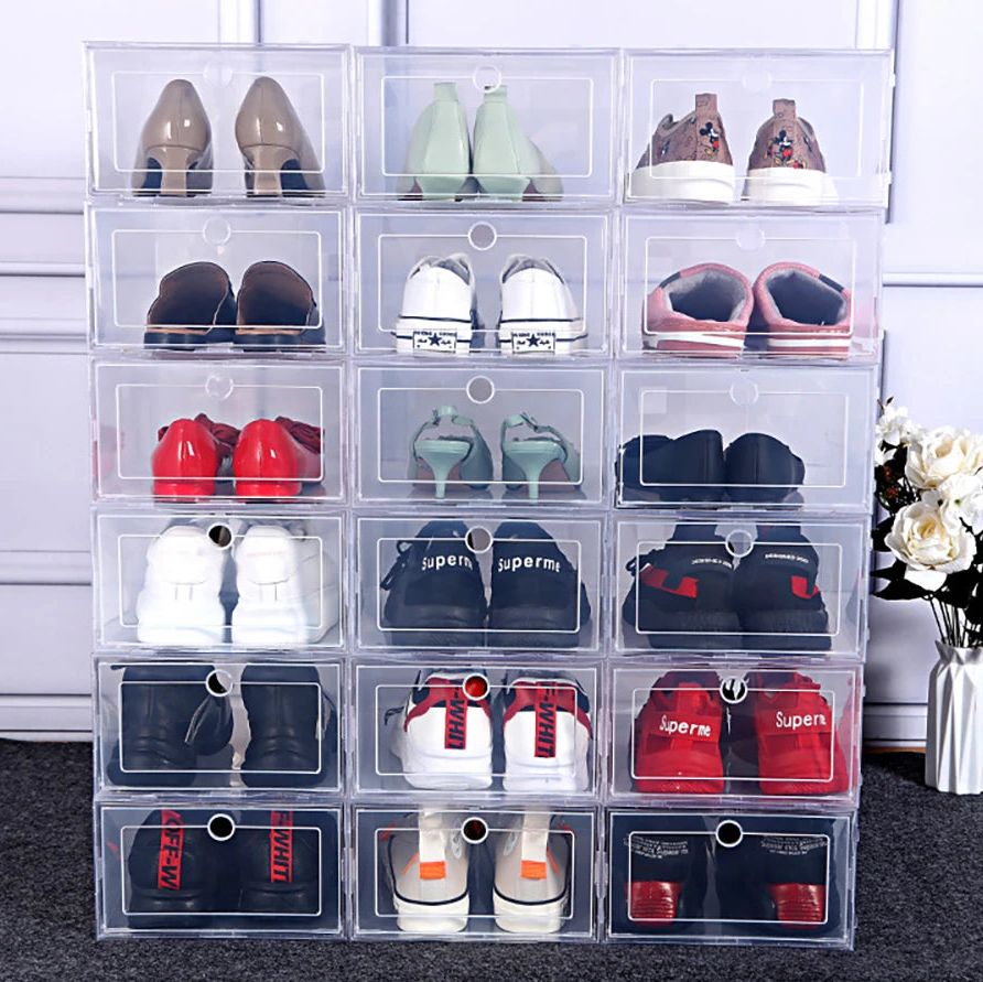 Seis cajas plegables para guardar y apilar calzado