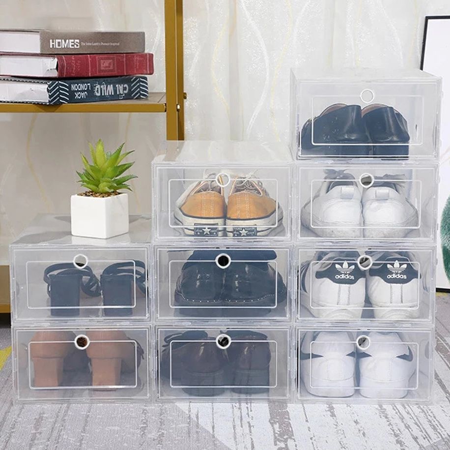 Seis cajas plegables para guardar y apilar calzado