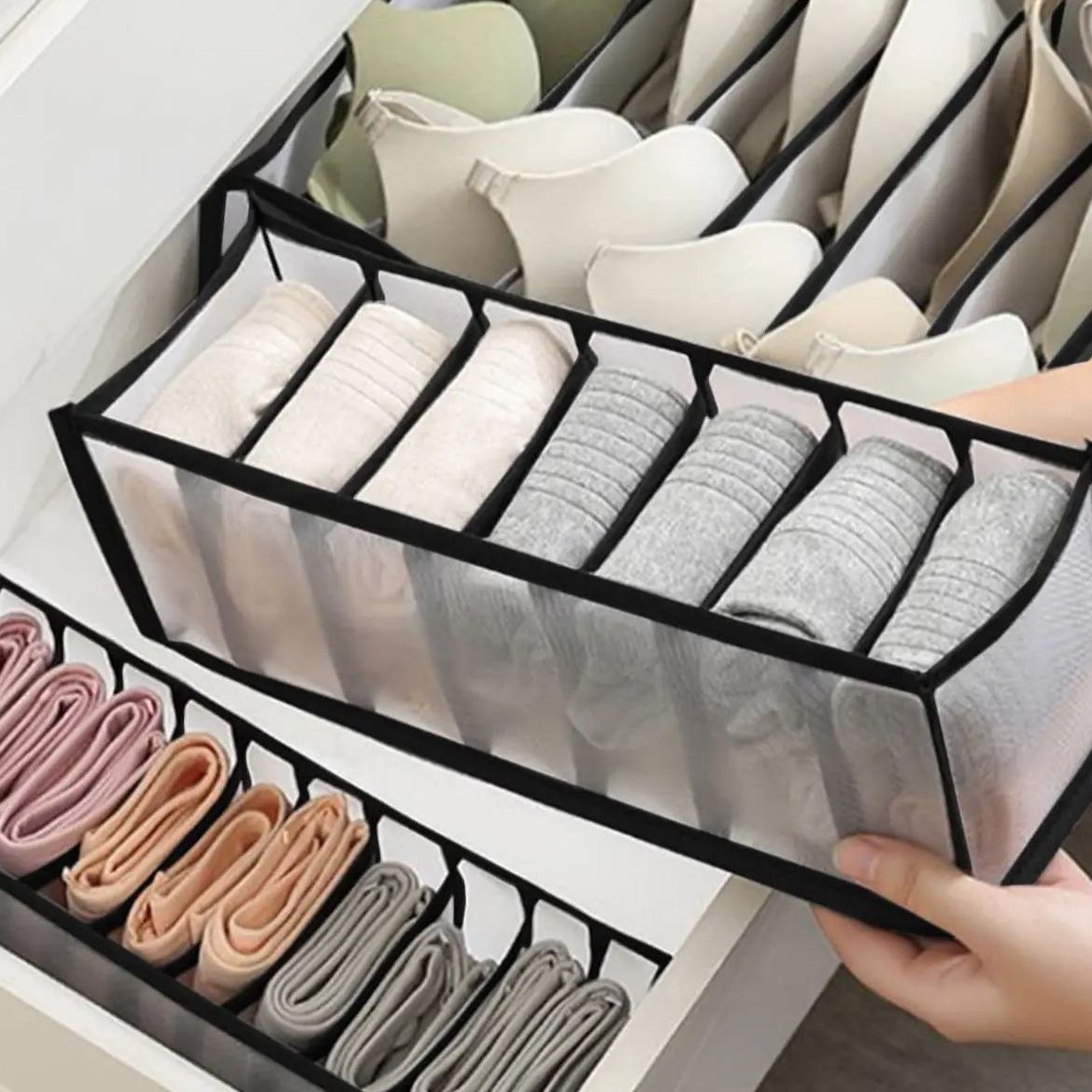 Separador plegable de cajón para prendas pequeñas
